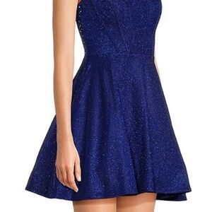 Elegant Blue Sparkle Mini Dress